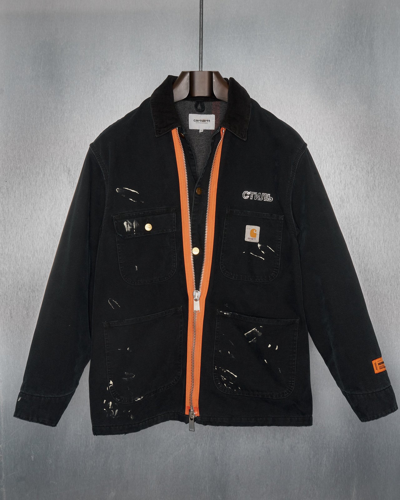 Heron Preston x Carhartt 2018 distressed painter's jacket