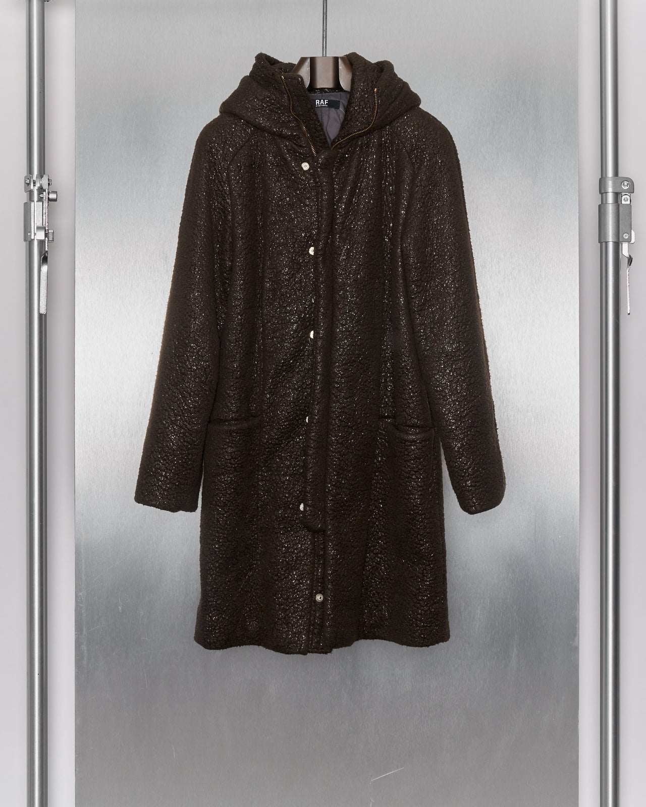 Raf by Raf Simons Acrylic Gloss fuzzy hooded Parka