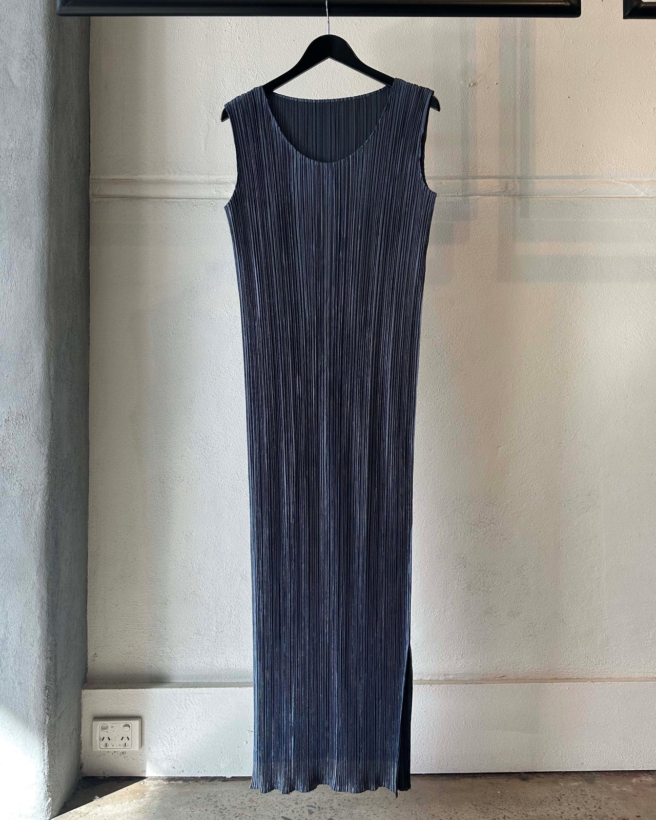 Issey Miyake Pleats Please SS 2021 Metalic pleated sleeveless maxi dress