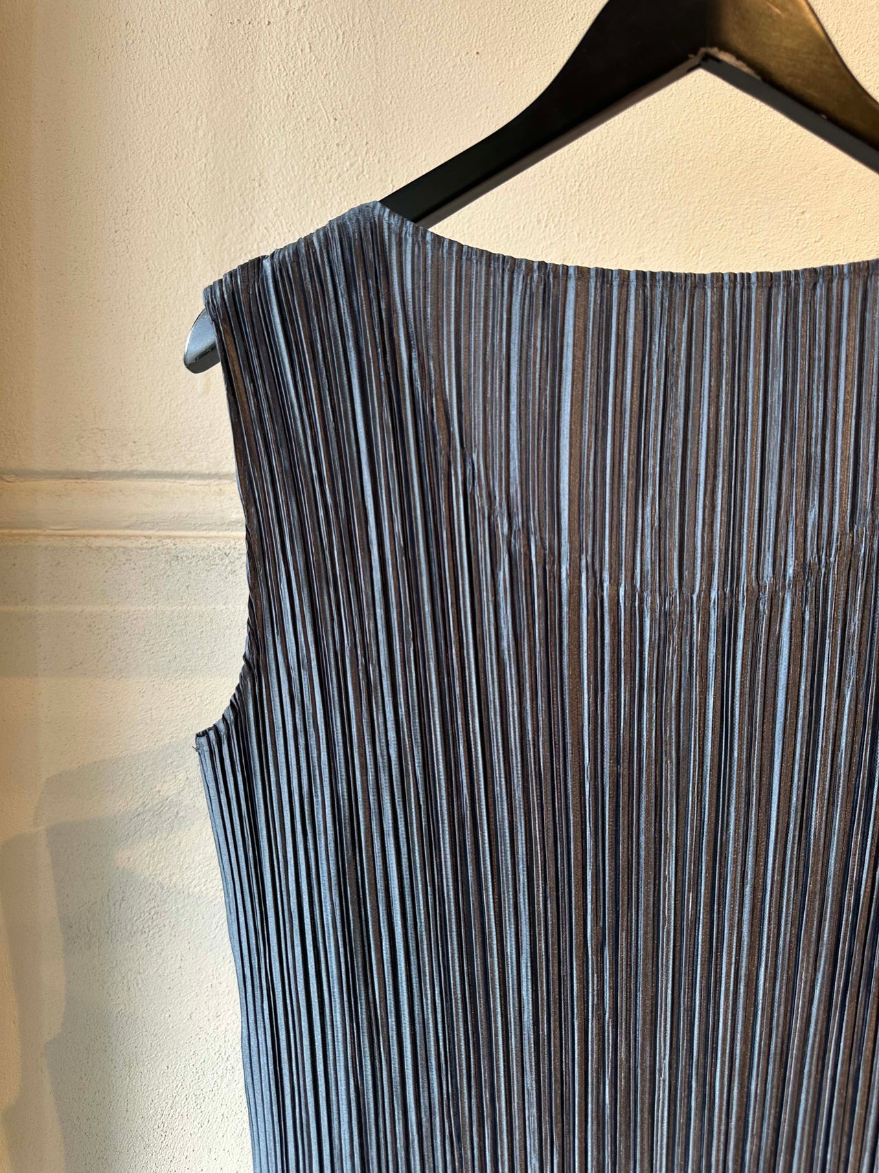 Issey Miyake Pleats Please SS 2021 Metalic pleated sleeveless maxi dress
