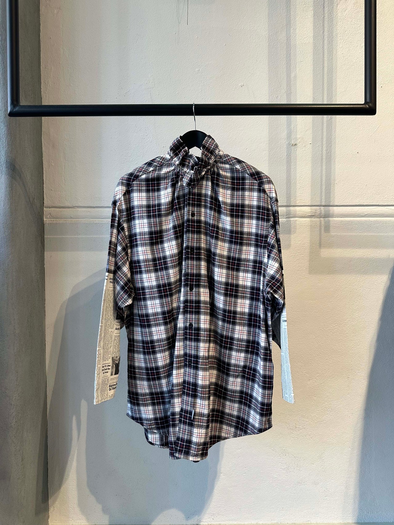 Balenciaga AW 2018 Newspaper check shirt