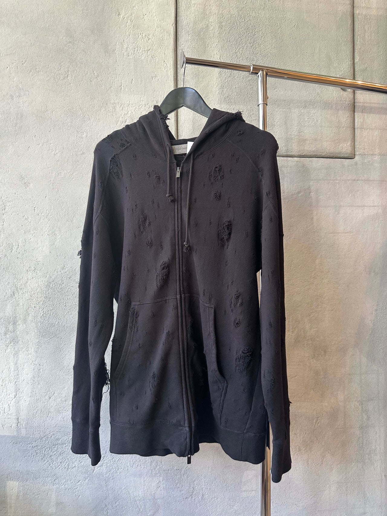 Yohji Yamamoto SS 2025 Distressed zip hoodie