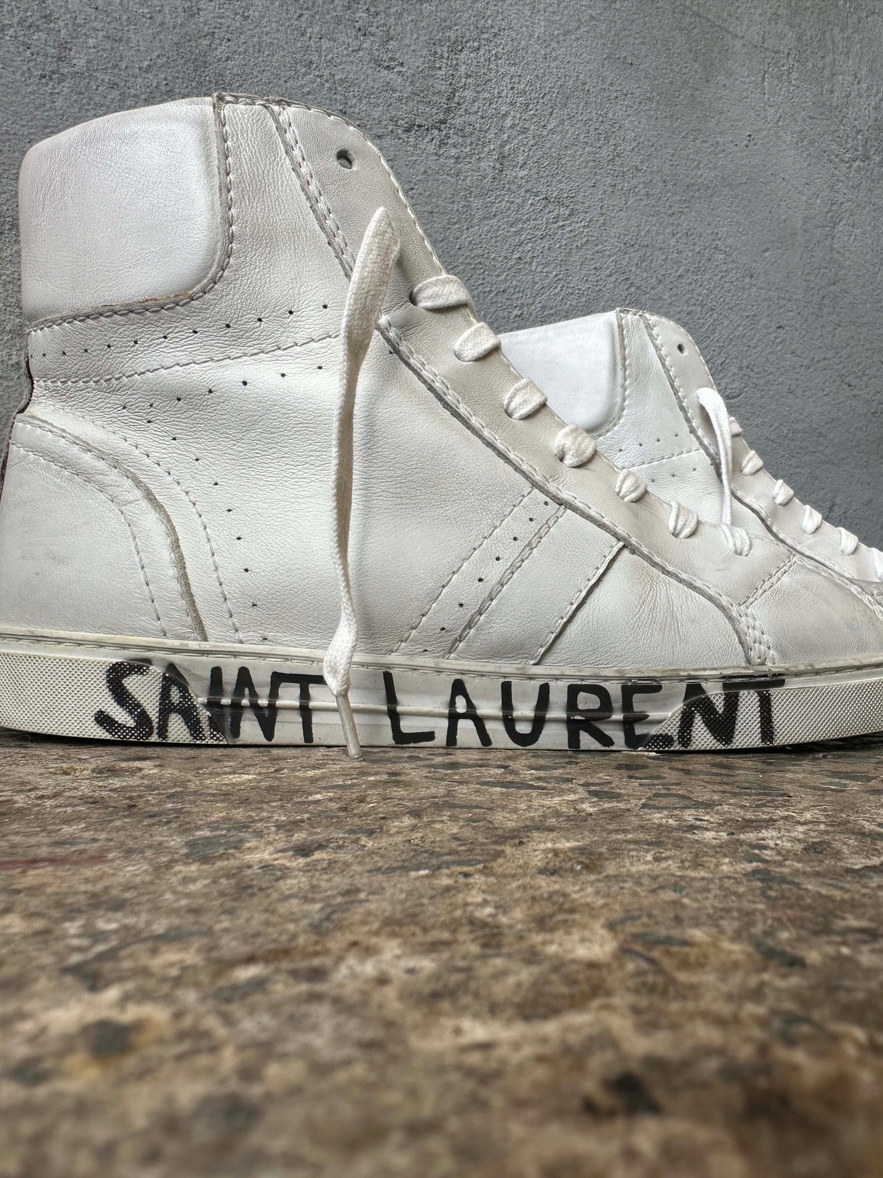 Saint Laurent Joe Distressed Hi Sneaker