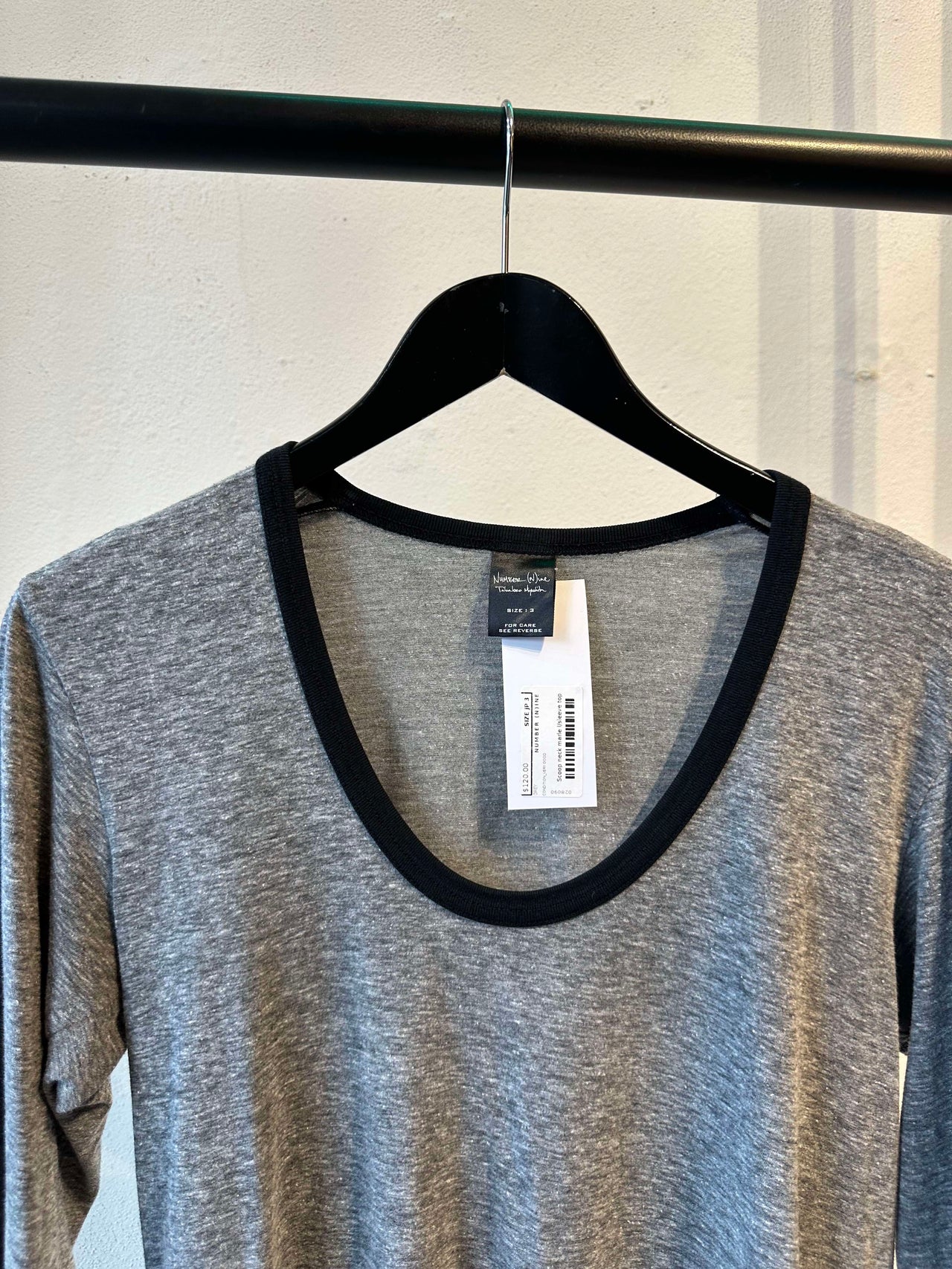 Number (N)ine Scoop neck marle l/sleeve top