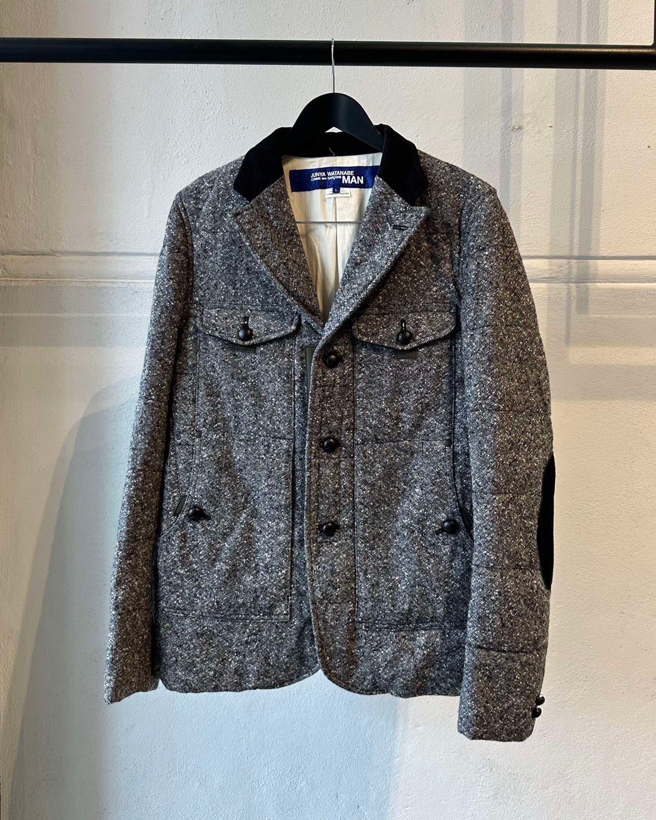 CDG Junya Watanabe MAN AW 2012 Mottled Tweed Elbow Patch Jacket