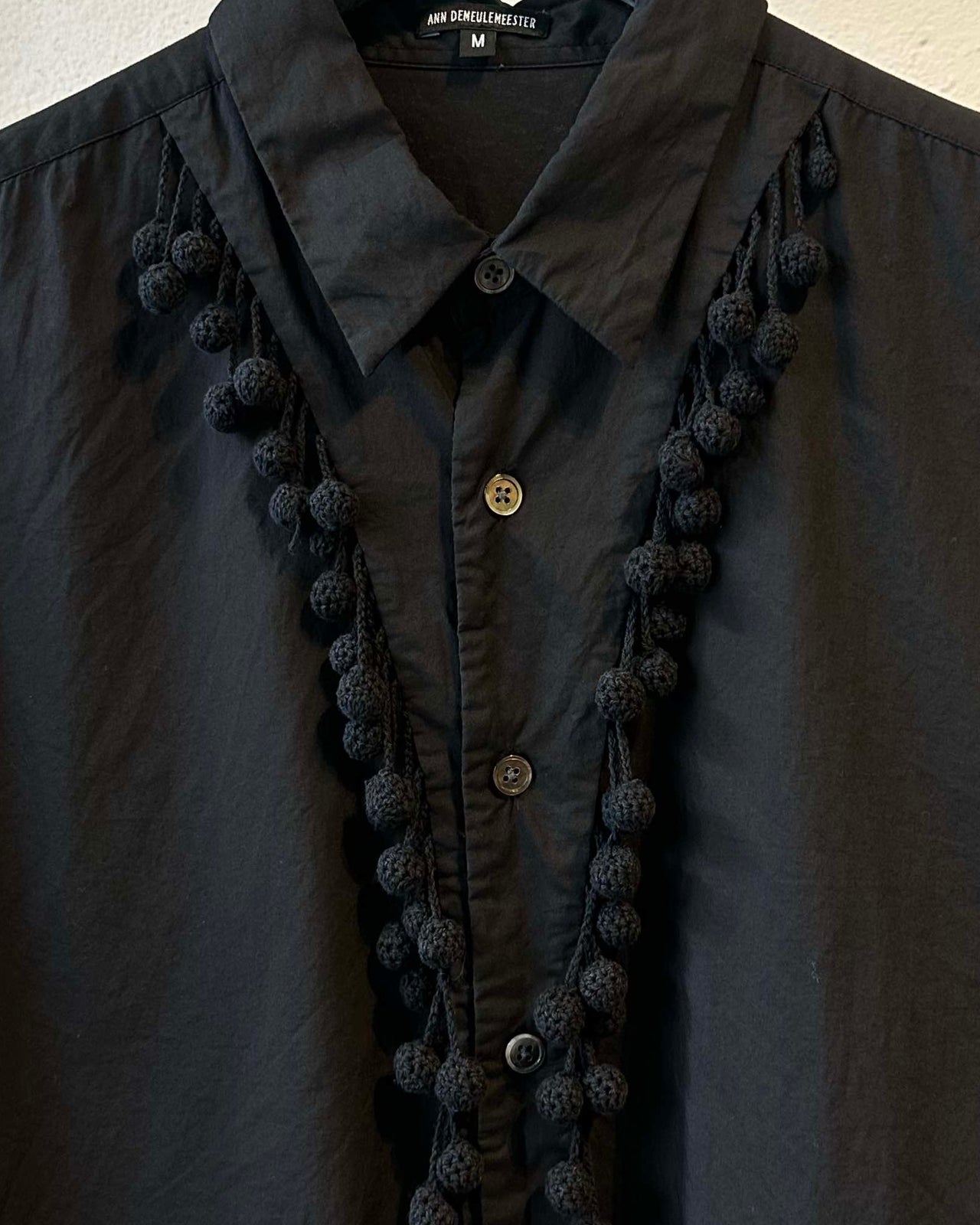Ann Demeulemeester 2019 Crochet fringe placket shirt