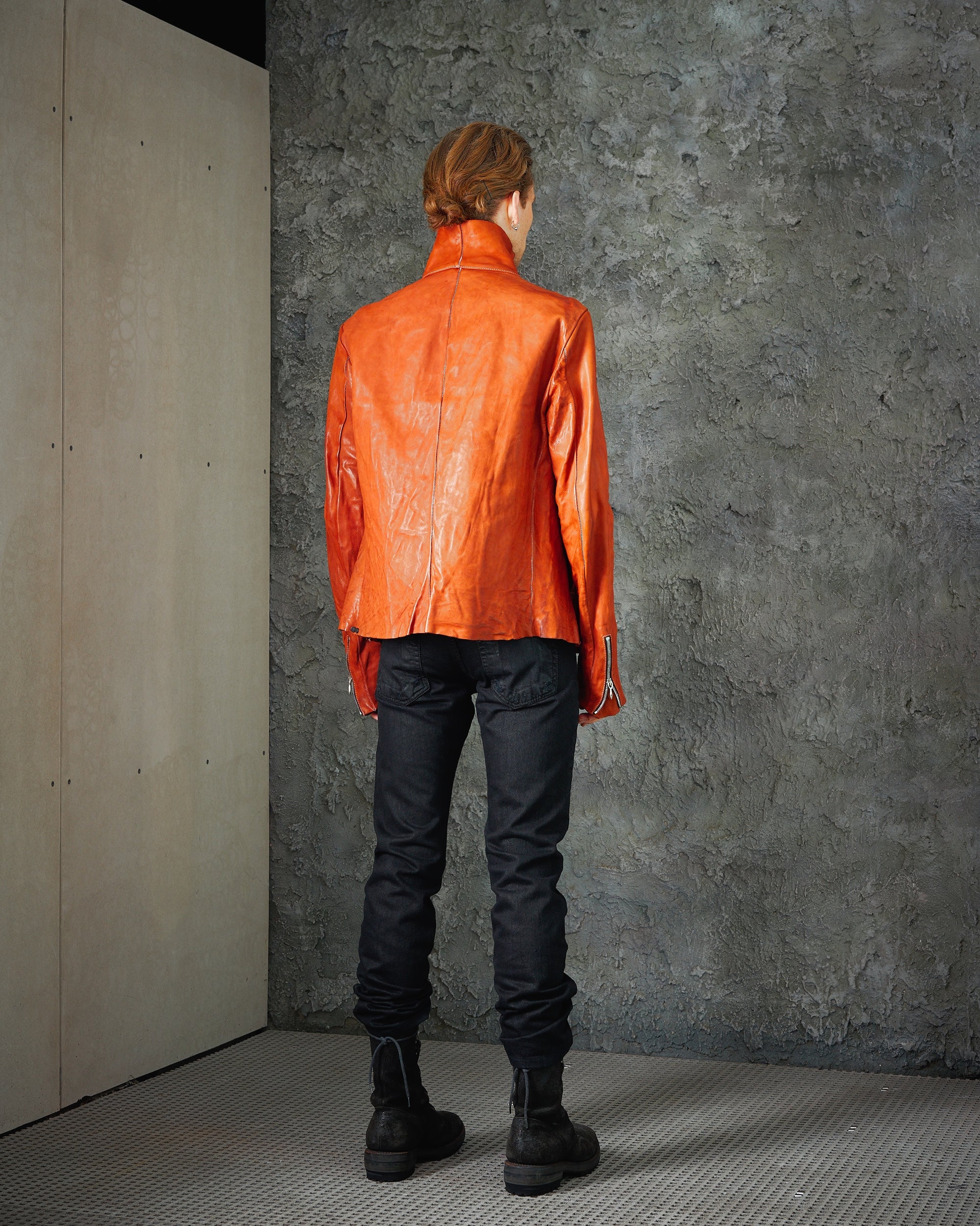 Incarnation | Calf Leather Asymmetric Zip Jacket - KOT-J