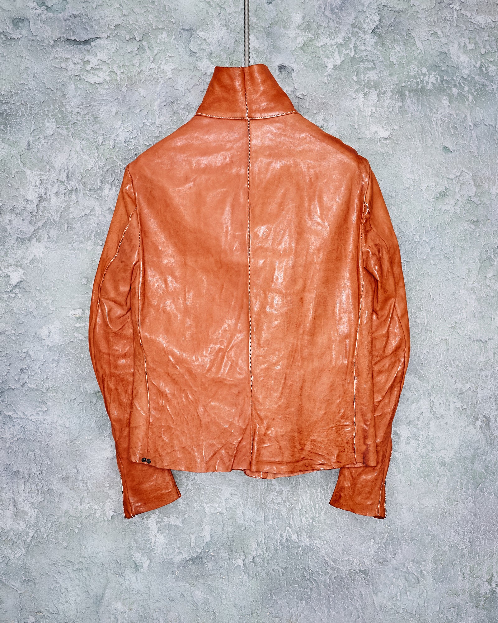 Incarnation | Calf Leather Asymmetric Zip Jacket - KOT-J