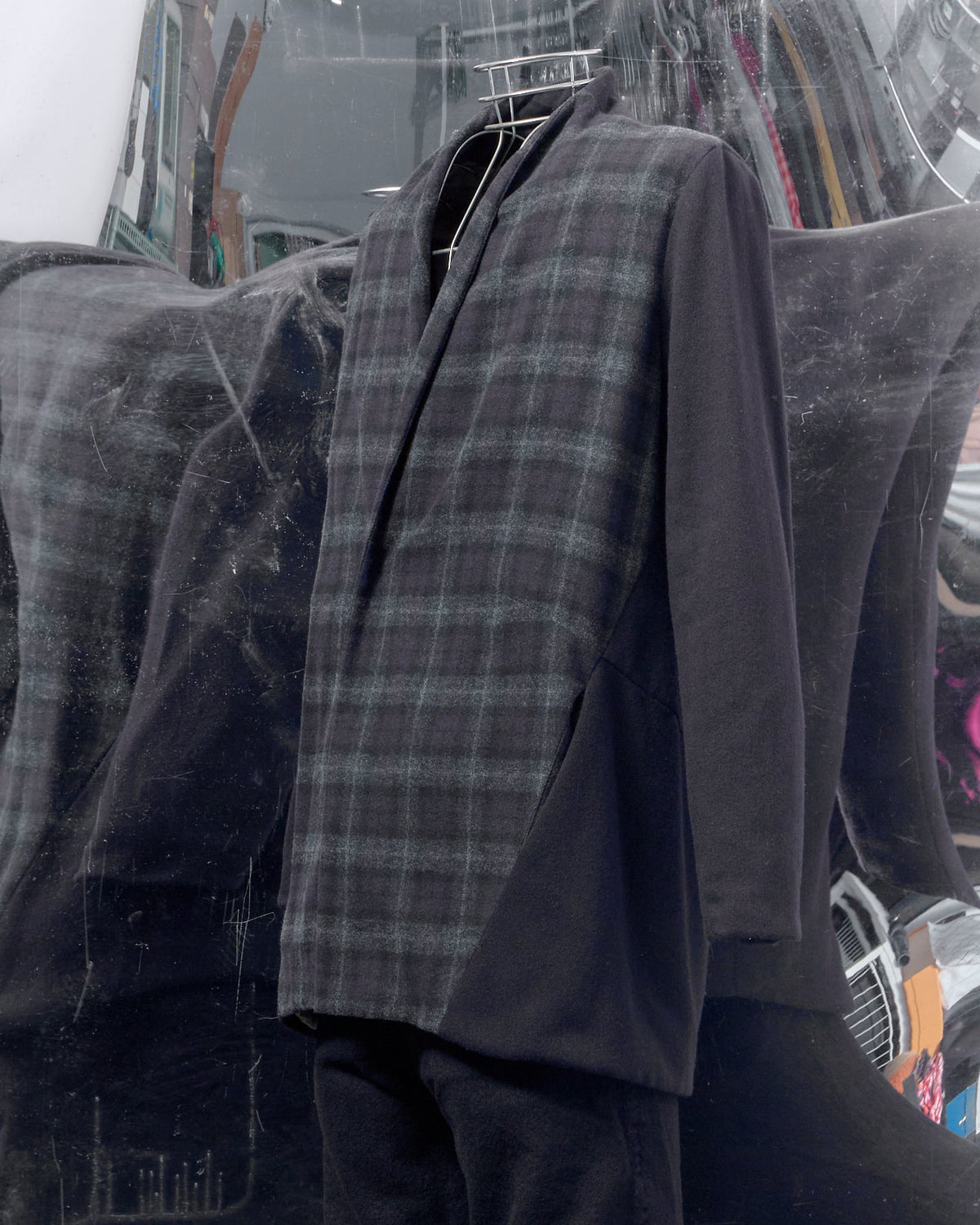 Song For The Mute Check Front Shawl Collar Coat