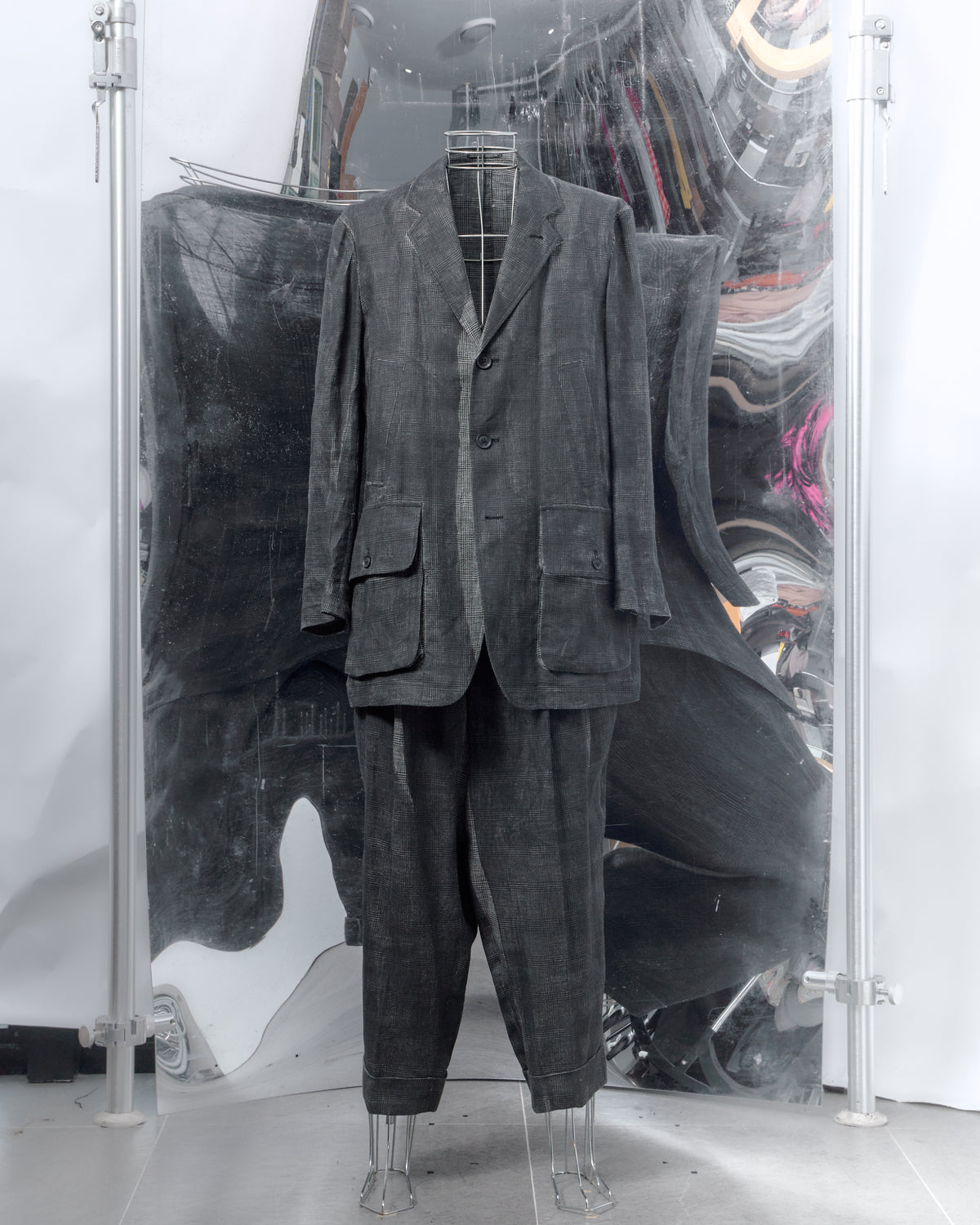 Yohji Yamamoto Pour Homme SS 2022 Linen Plaid Check full suit pants 3 / JKT 2