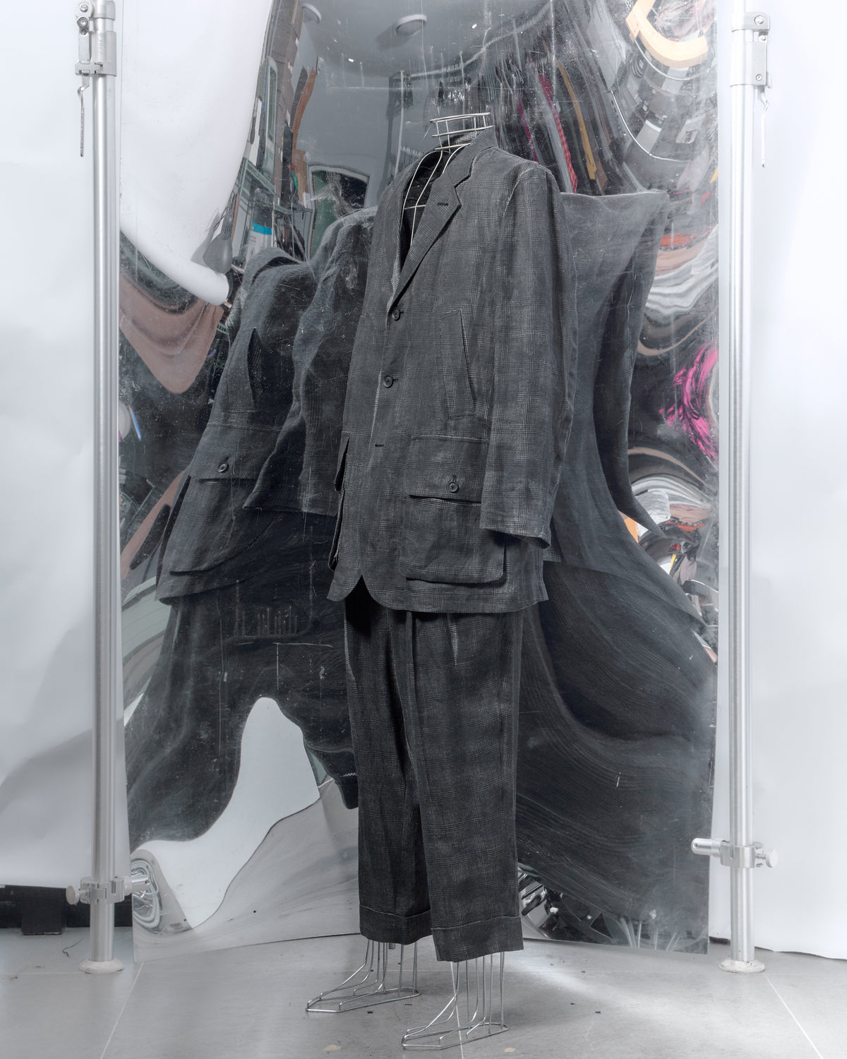 Yohji Yamamoto Pour Homme SS 2022 Linen Plaid Check full suit pants 3 / JKT 2