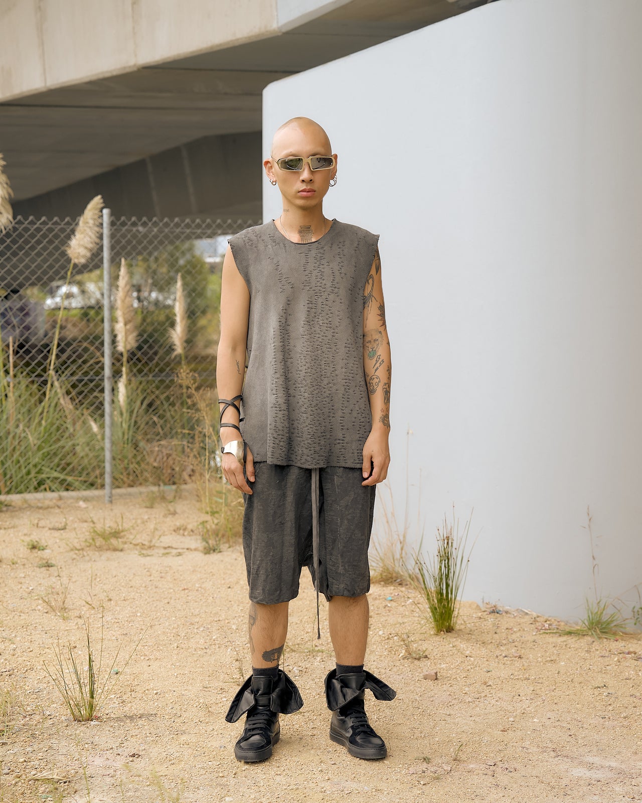 Boris Bidjan Saberi SS 2016 Object dyed wax-coated shorts