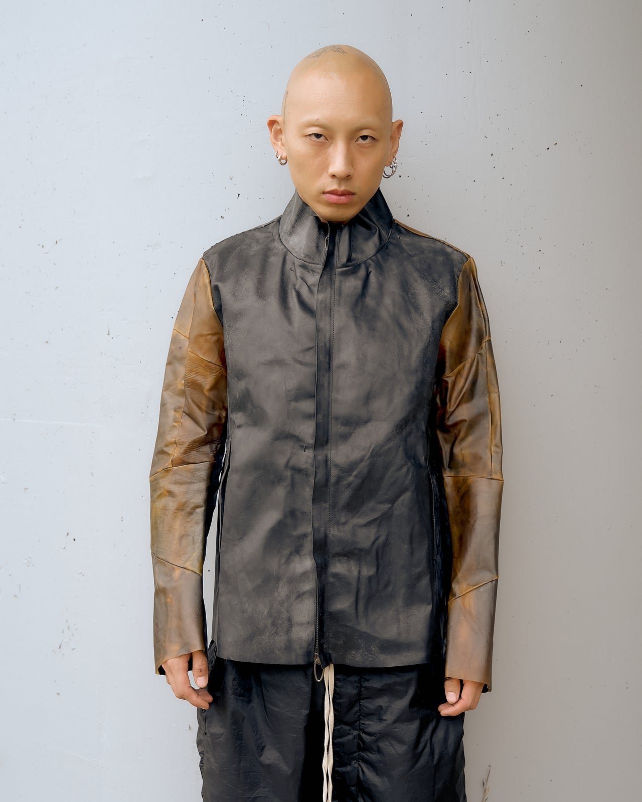 Daniele Basta Panelled translucent leather jacket