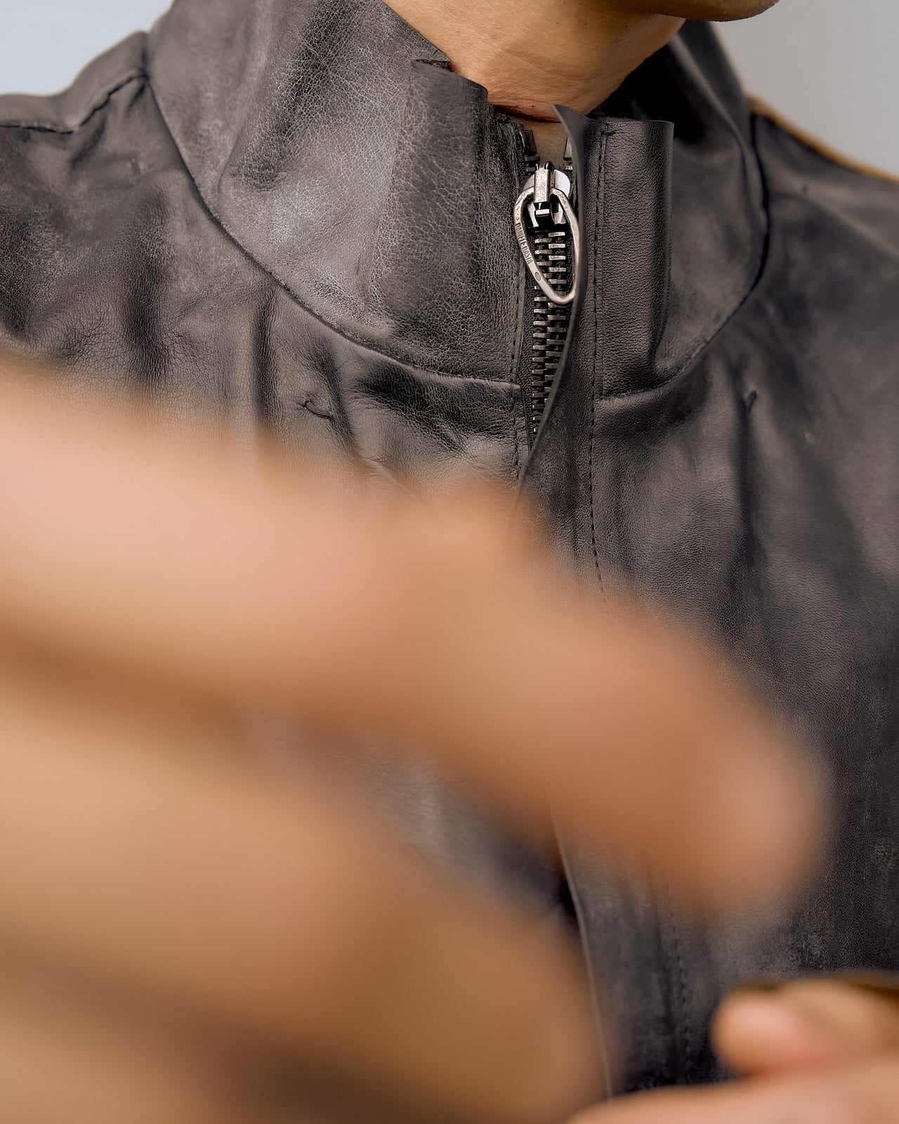 Daniele Basta Panelled translucent leather jacket