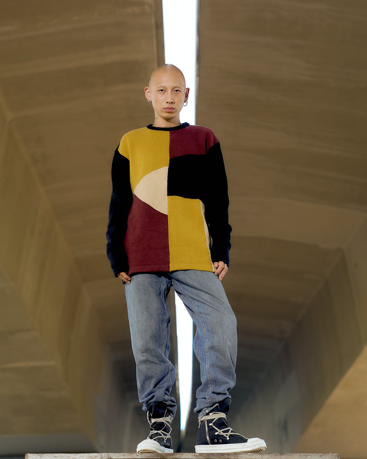Y's By Yohji Yamamoto AW 1991 Patchwork Front Cable Knit Sweater