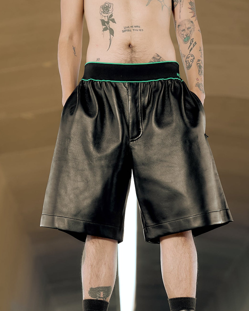 Bottega Veneta 2022 Bonded nappa leather shorts