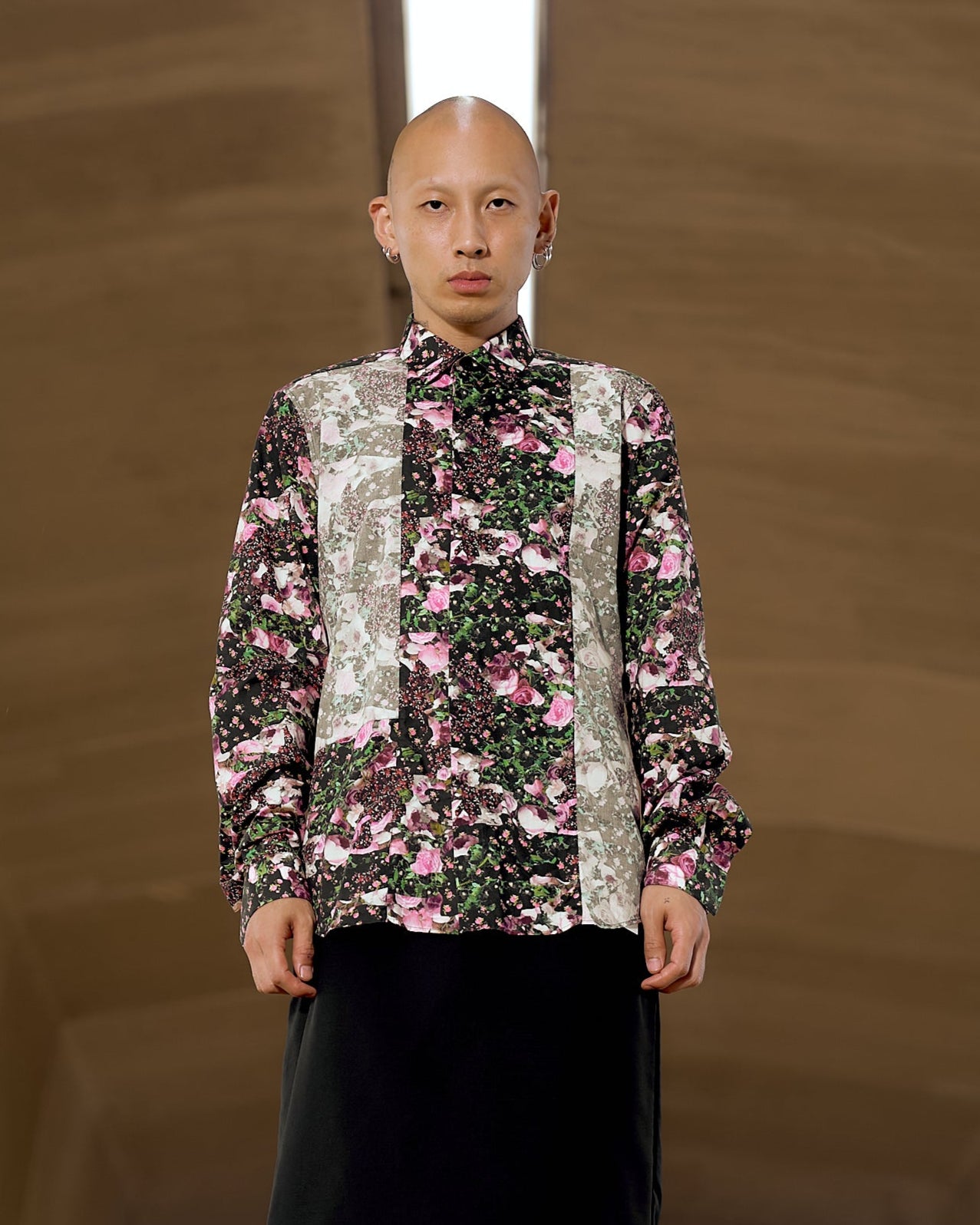 Givenchy 2014 Floral reverse panel collared shirt