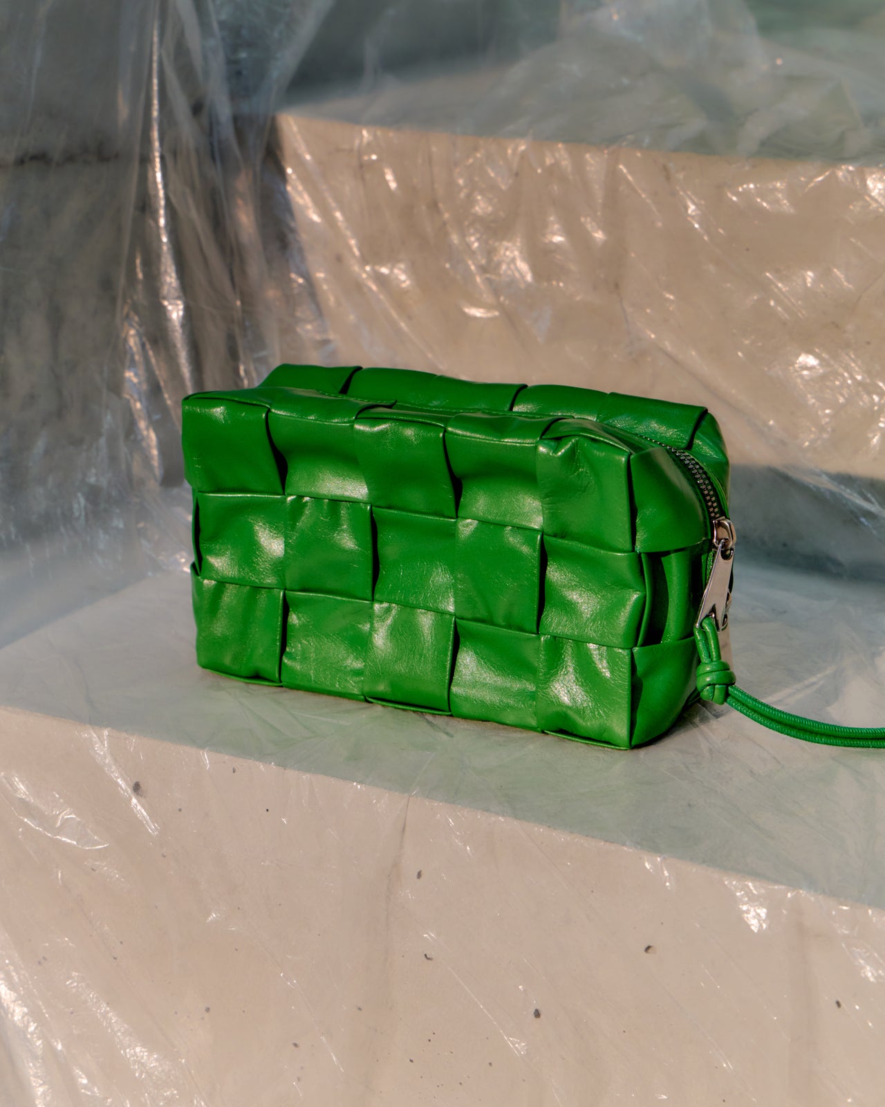 Bottega Veneta Waxed Leather Intrecciato Clutch Bag