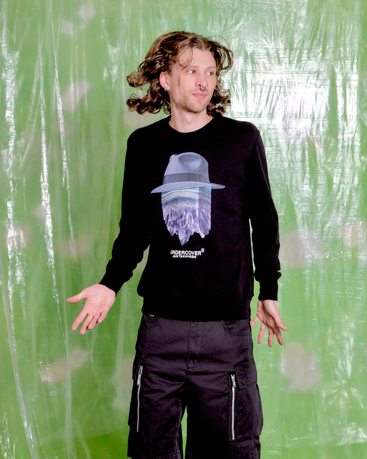 Undercover AW 2017 "Crystal Hat" Logo Crew Sweatshirt