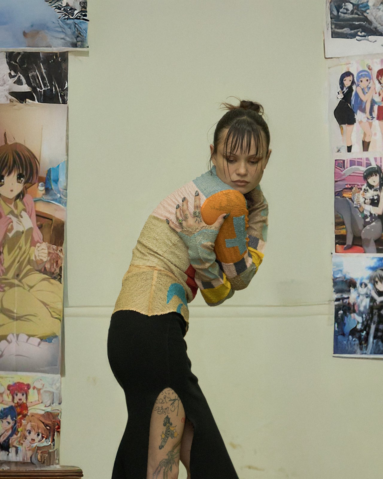Yoshiki Hishinuma 1990's Patchwork caulilflower mockneck top