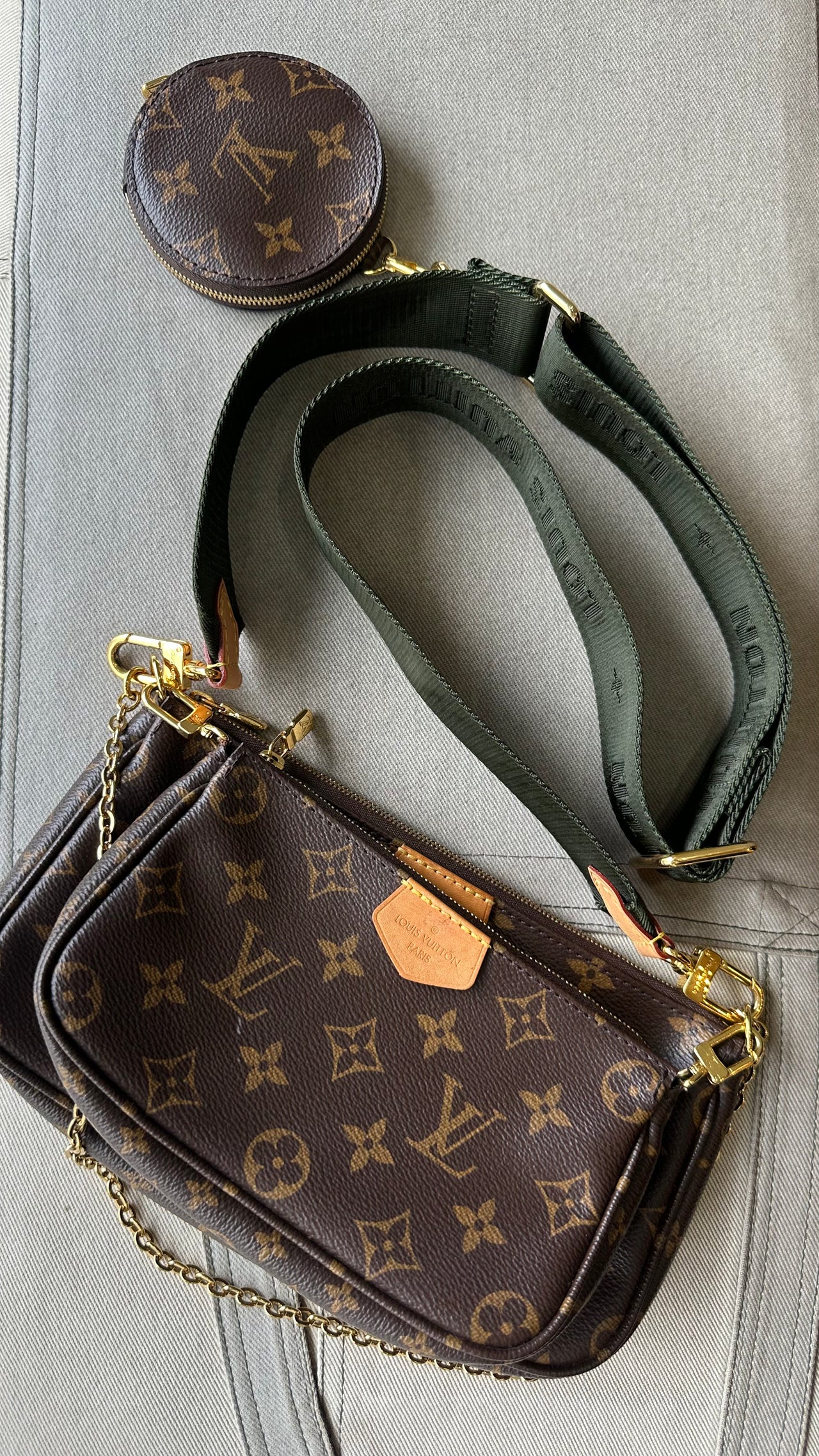 Louis Vuitton M44813 2021 Kaki Monogram Canvas Multi-Pochette Bag