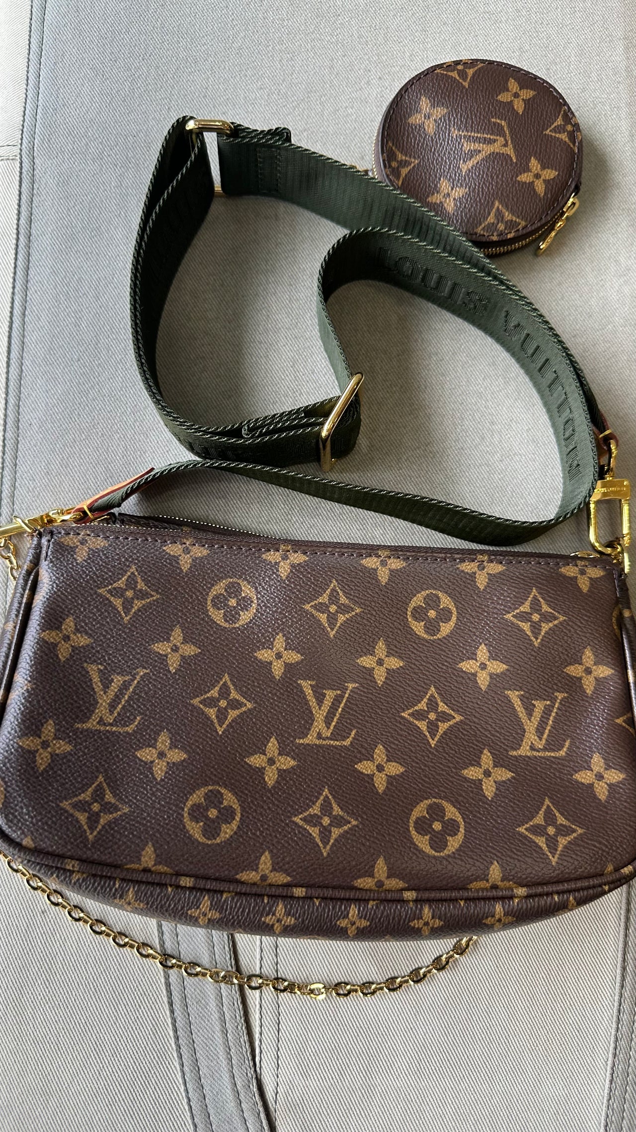 Louis Vuitton M44813 2021 Kaki Monogram Canvas Multi-Pochette Bag