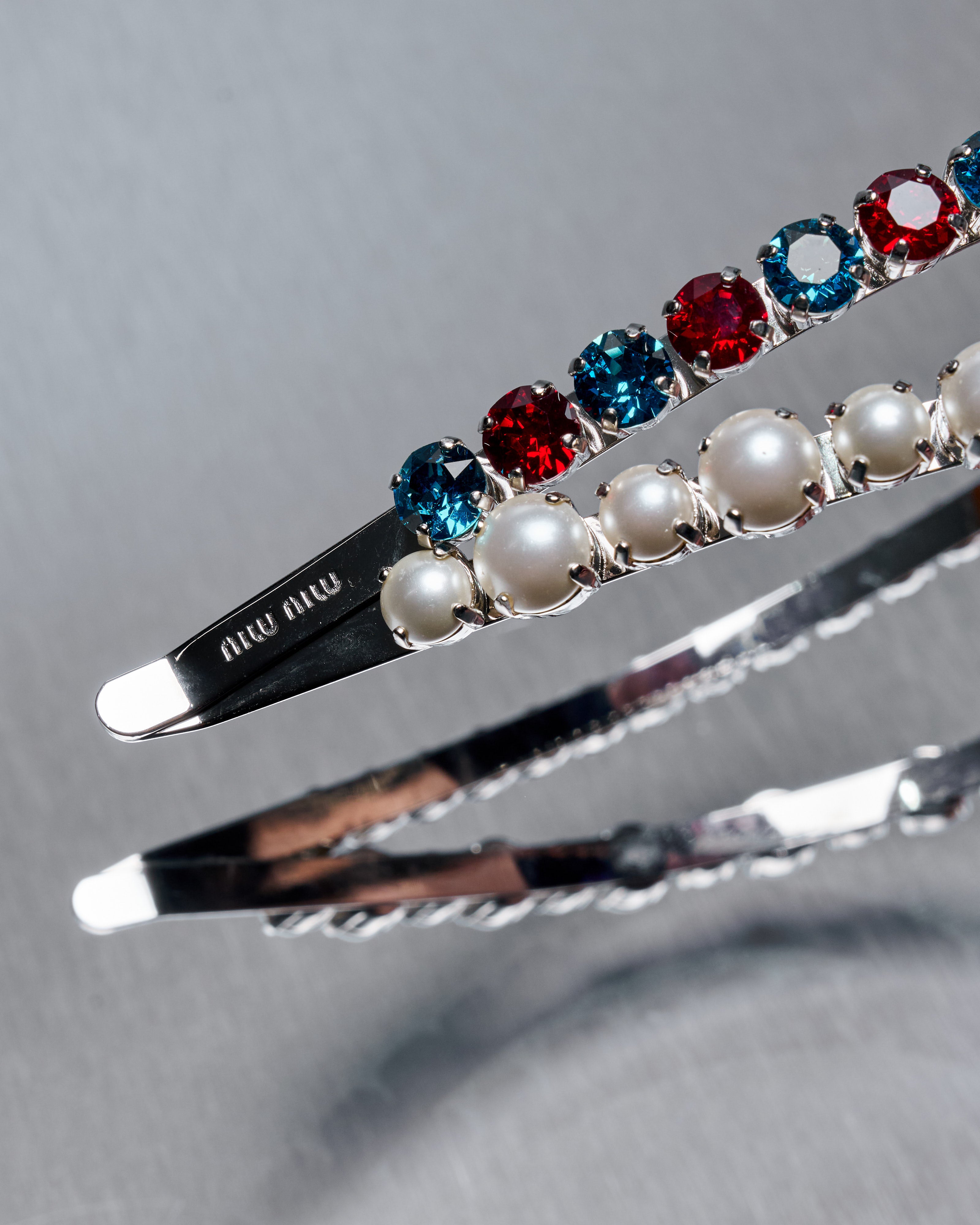 Miu Miu | Pearl and Crystal Double Headband - KOT-J