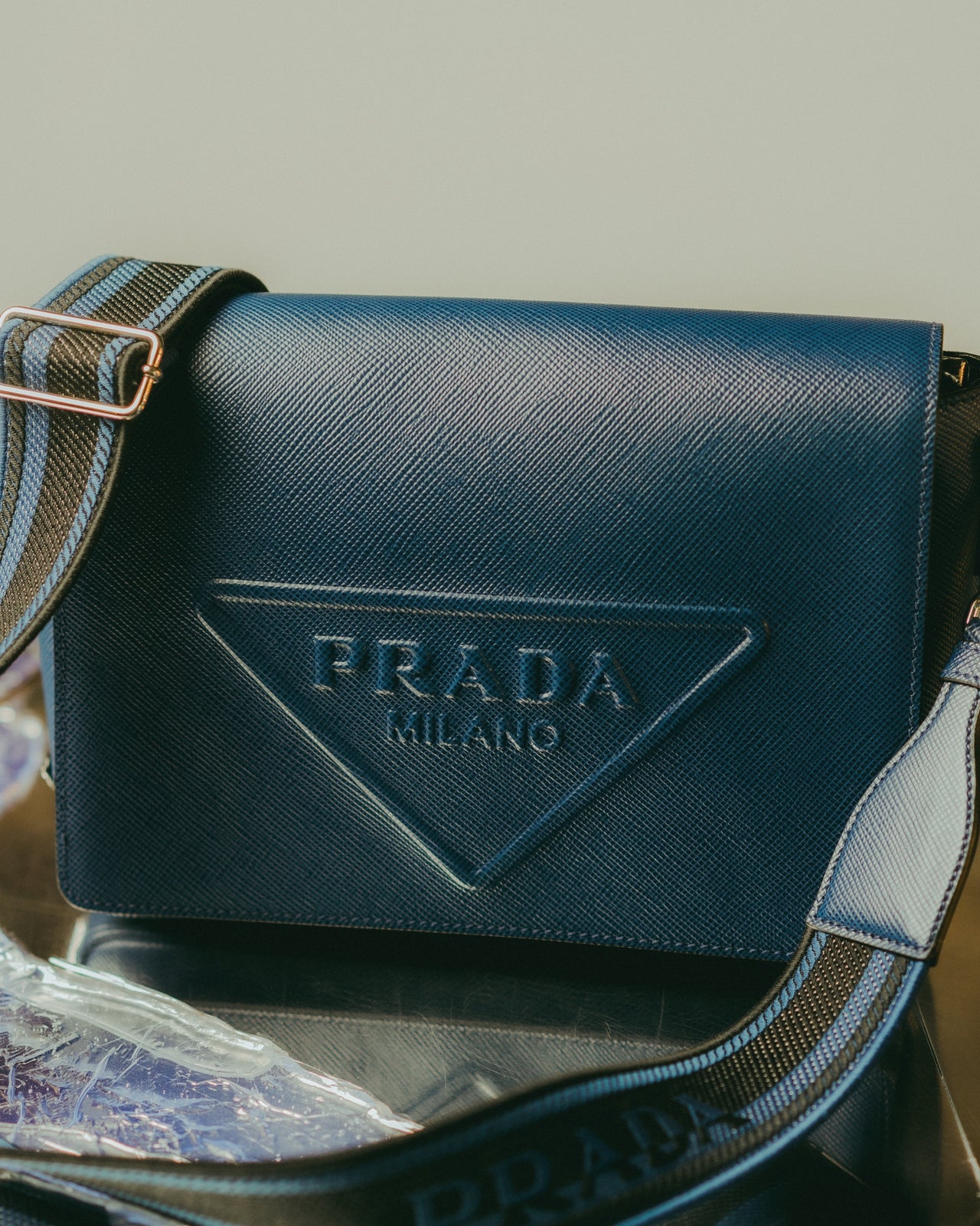 Prada Logo-embossed Saffiano leather bag