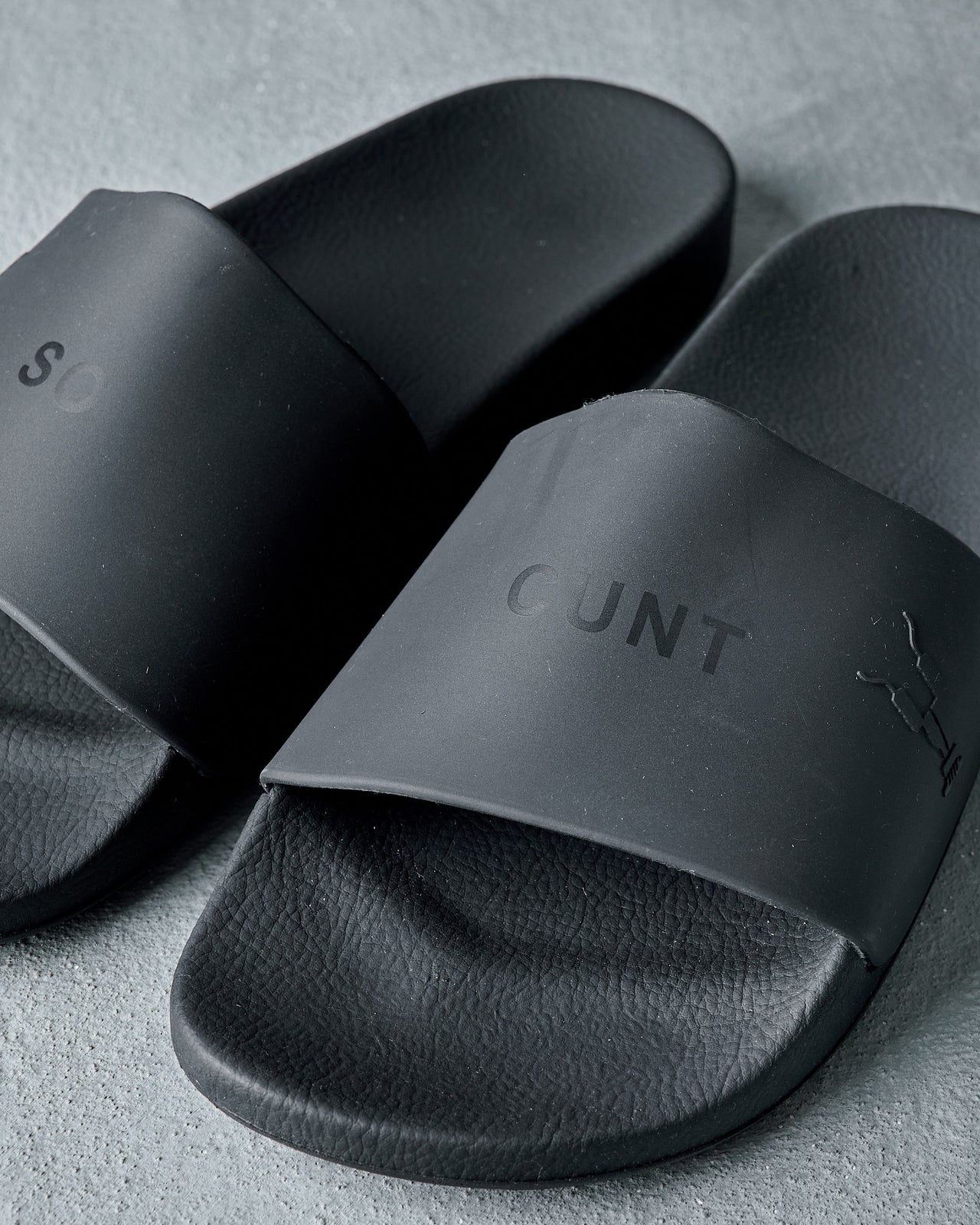 Rick Owens DRKSHDW 2019 "SO CUNT" slides