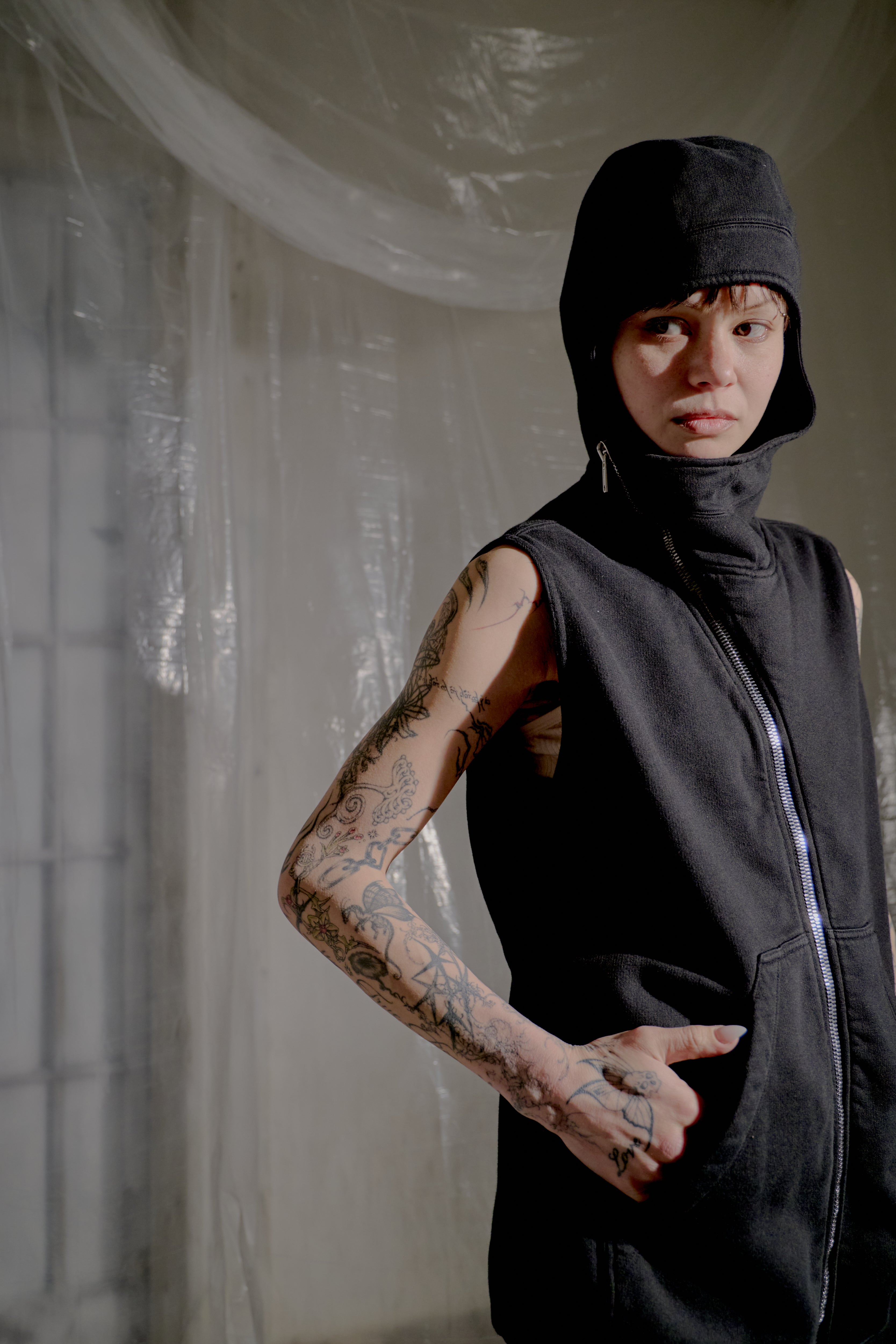Rick Owens | DRKSHDW SS 2017 Sleeveless Asymmetric Zip Hoodie - KOT-J