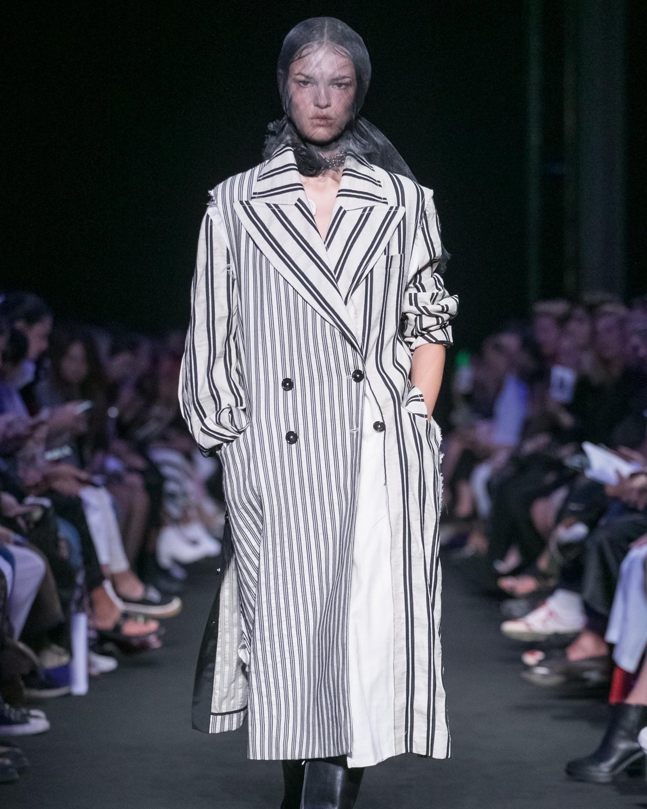 Ann Demeulemeester SS 2019 Striped Two-Piece Coat