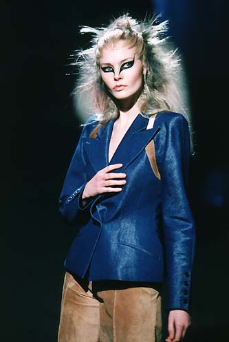 Alexander Mcqueen AW 1997 Indigo denim cowhide harness blazer